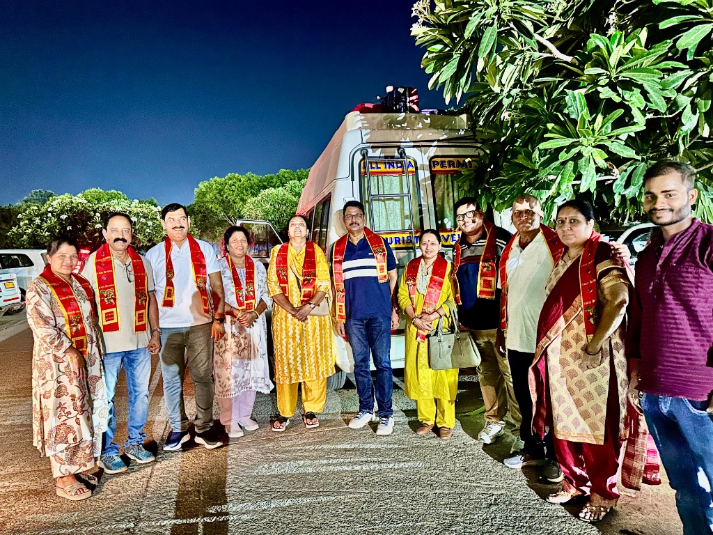 Group of young devotees at the newly constructed Shri Ram Mandir.